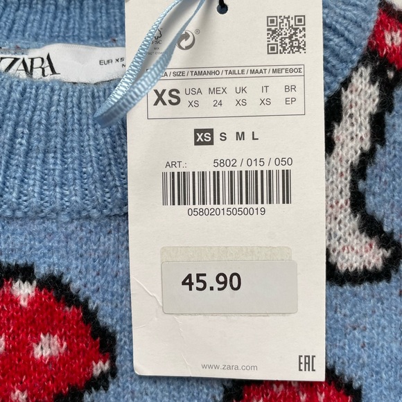 NWT  ZARA Women Mushroom Toadstool Cropped Sweater XS - Picture 4 of 5
